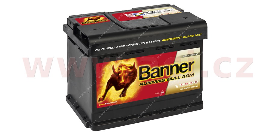 60Ah baterie, 640A, prav  BANNER RUNNING BULL AGM 241x175x190