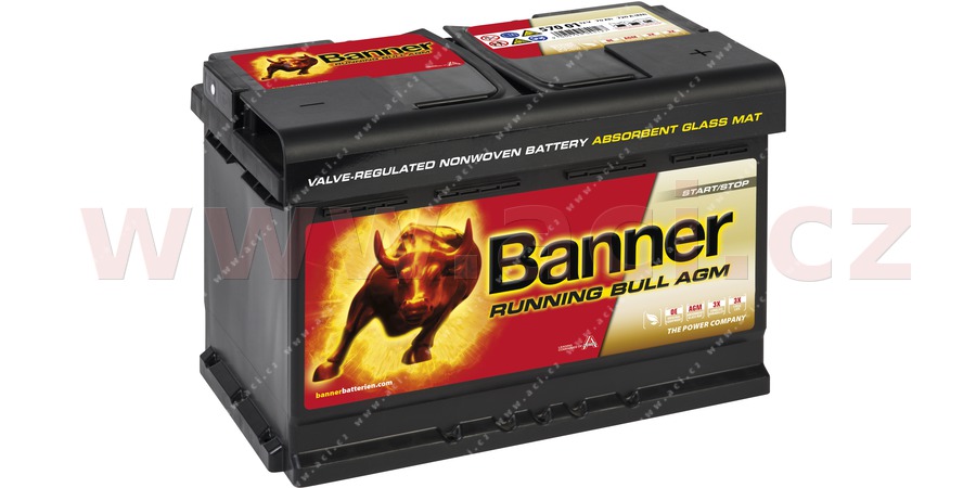 70Ah baterie, 720A, prav  BANNER RUNNING BULL AGM 278x175x190