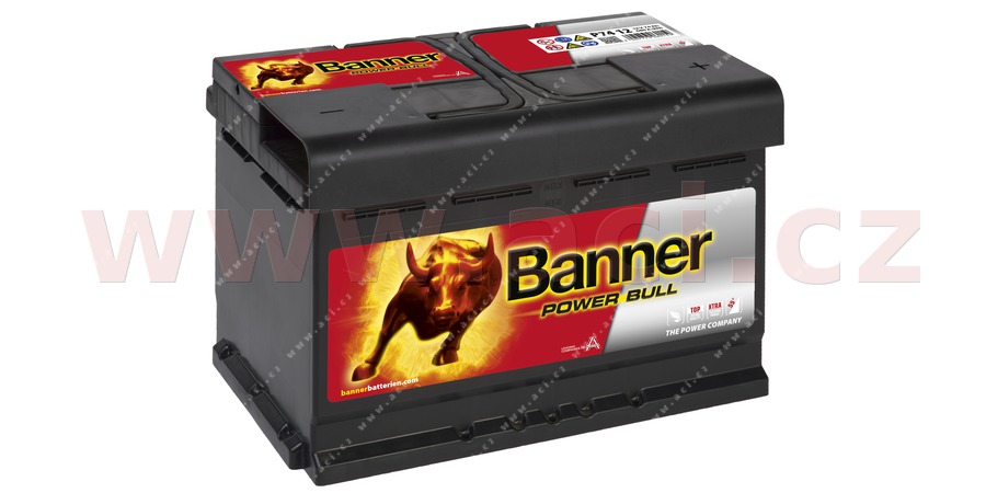 74Ah baterie, 680A, prav BANNER POWER BULL 278x175x190