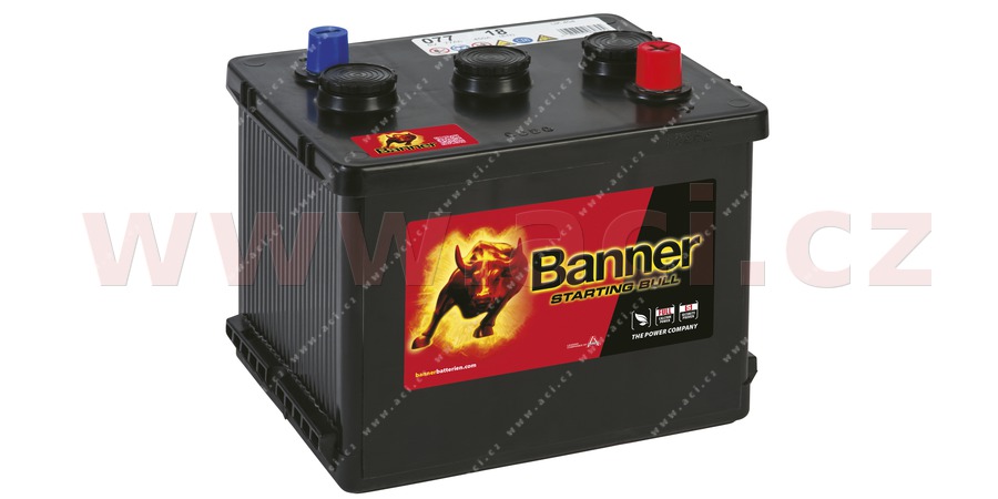 77Ah baterie, 6V, 450A, prav BANNER STARTING BULL 216x170x166(1