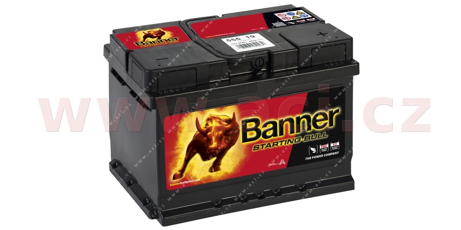 55Ah baterie, 450A, prav BANNER STARTING BULL 241x175x175